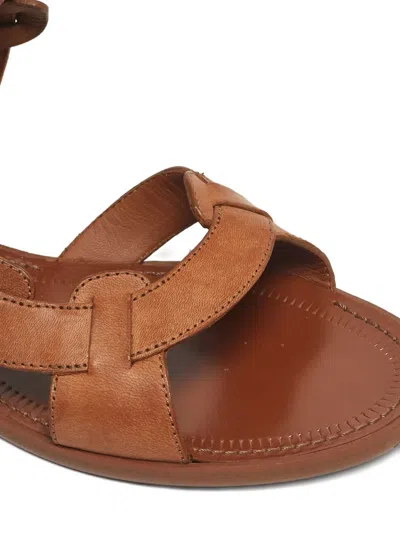 Pre-owned Bottega Veneta Woven Strap Flat Sandals In Brown