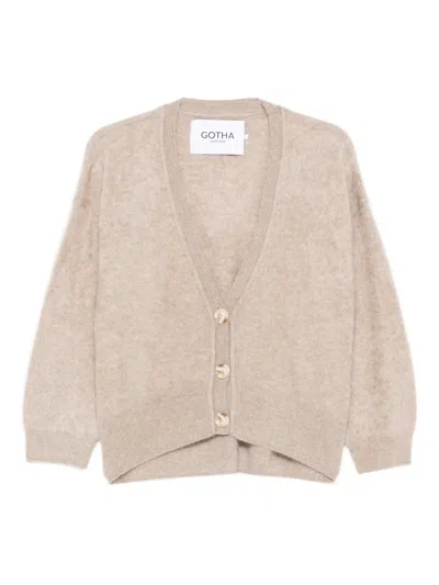 Gotha V-neck Buttoned Cardigan In Neutral