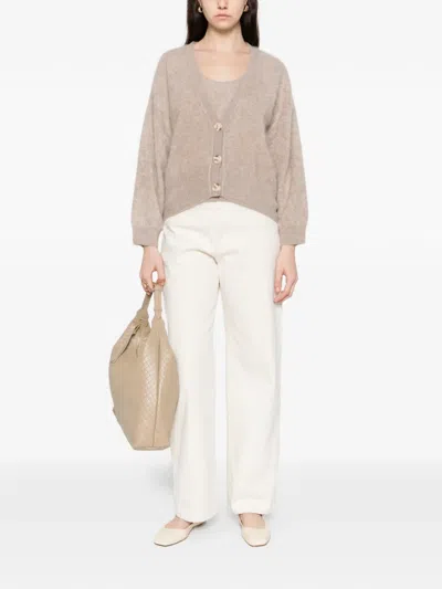 Gotha V-neck Buttoned Cardigan In Neutral