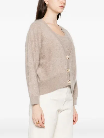 Gotha V-neck Buttoned Cardigan In Neutral