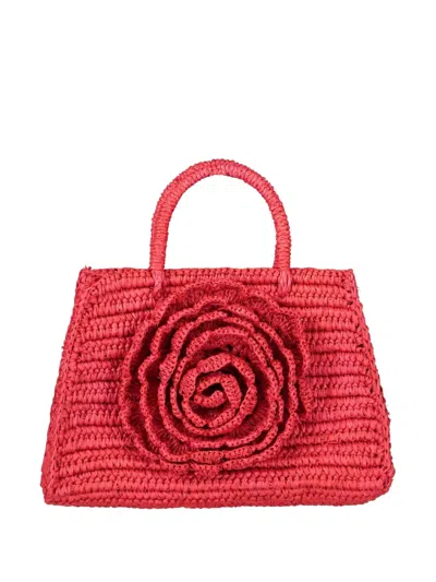 Amor Y Mezcal Rose-appliqué Handle Tote Bag In Red