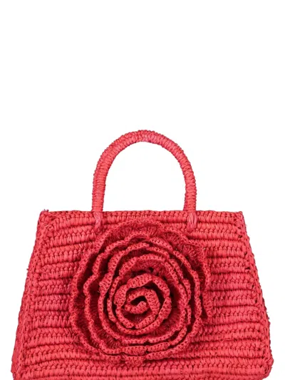 Amor Y Mezcal Rose-appliqué Handle Tote Bag In Red