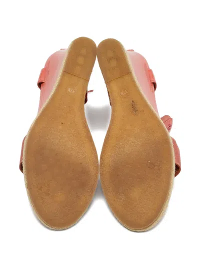 Pre-owned Fendi Leather Wedge-heel Sandals In Pink