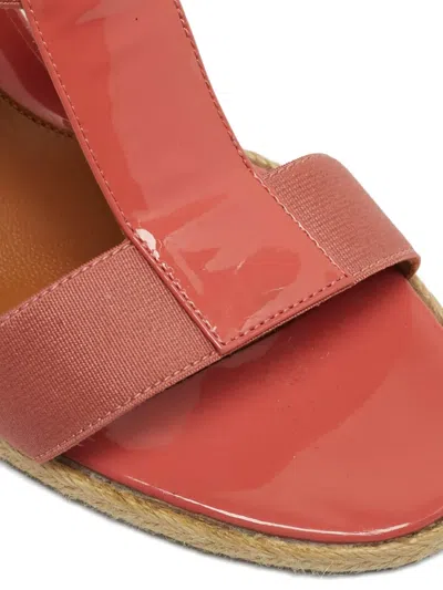 Pre-owned Fendi Leather Wedge-heel Sandals In Pink
