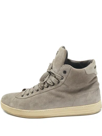 Pre-owned Tom Ford Russell High-top Lace-up Sneakers In Gray