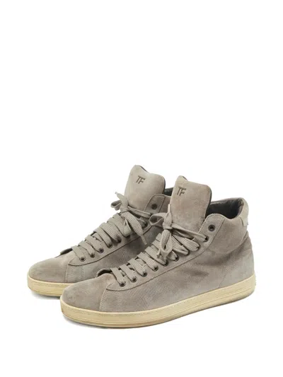 Pre-owned Tom Ford Russell High-top Lace-up Sneakers In Gray