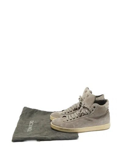 Pre-owned Tom Ford Russell High-top Lace-up Sneakers In Gray