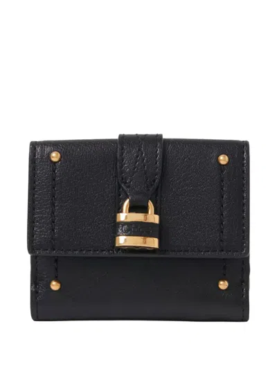 Chloé Mini Paddington Lock-detail Wallet In Black