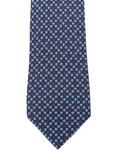 Ferragamo Floral-pattern Tie In Brown
