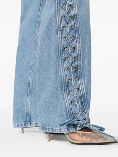 Rotate Birger Christensen Womens Vintage Blue Rotta Laced Denim Jeans In Blue