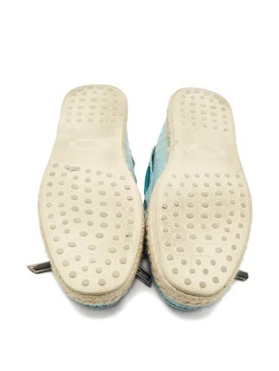 Pre-owned Tod's Embossed Ribbon Loafer Espadrille In Blue