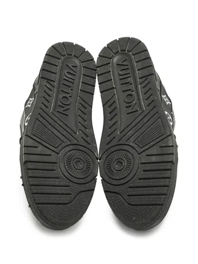 Pre-owned Louis Vuitton Lv Trainer Leather Sneakers In Black