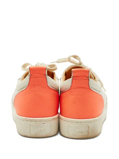 Pre-owned Christian Louboutin Happyrui Studded Sneakers In White