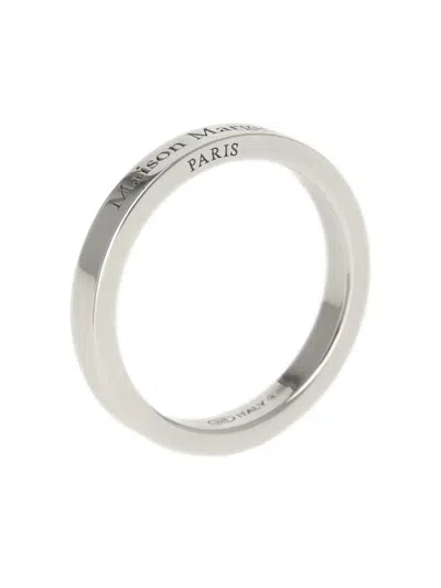 Maison Margiela Silver Engraved Ring In Silver