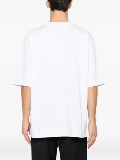 Dsquared2 Men White T-shirt With Embroidered Logo On The Chest In Cotton Man In White
