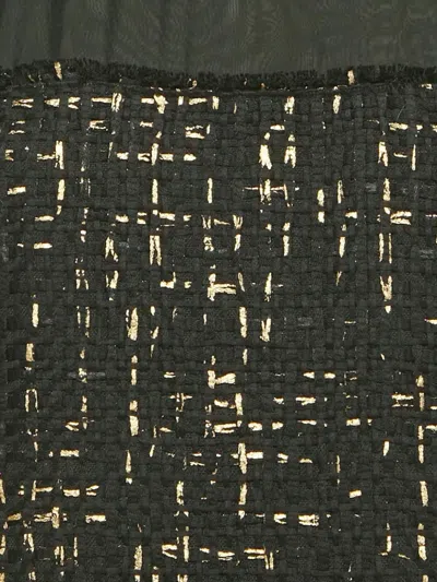 Pre-owned Carolina Herrera Vintage Tweed Sleeveless Maxi Dress In Black