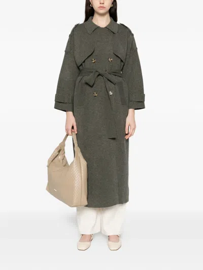 Gotha Double-breasted Belted Coat In Gray