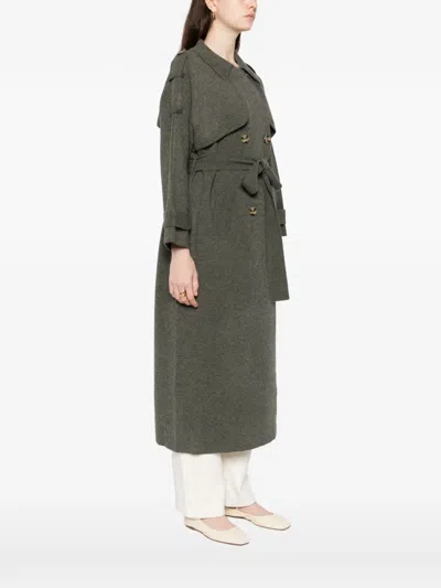 Gotha Double-breasted Belted Coat In Gray