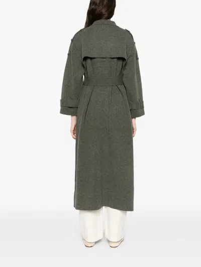 Gotha Double-breasted Belted Coat In Gray