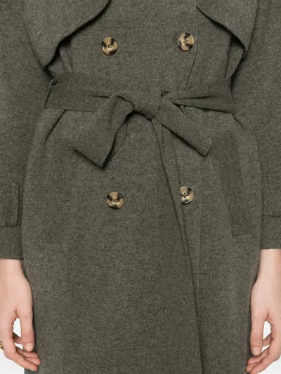 Gotha Double-breasted Belted Coat In Gray