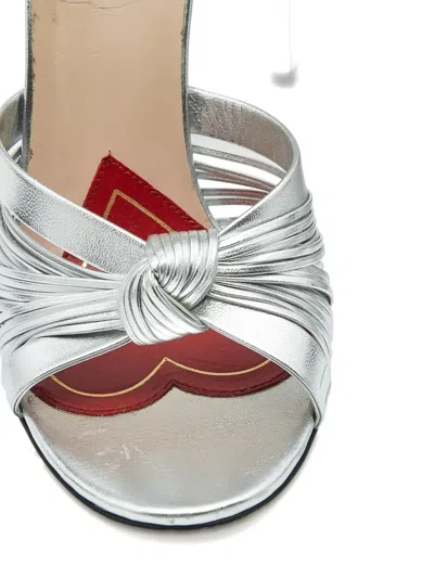 Pre-owned Gucci Allie Knot-detail Ankle-strap Sandals In Silver