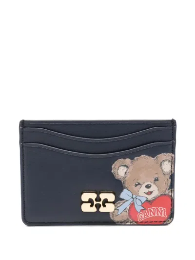Ganni Women Bou Cards Holder With Poodle In Black