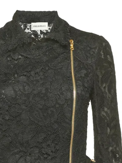 Pre-owned Pucci Lace Zip Jacket In Black