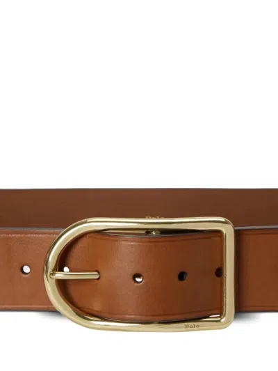 Polo Ralph Lauren 50mm Buckle Leather Belt In Brown