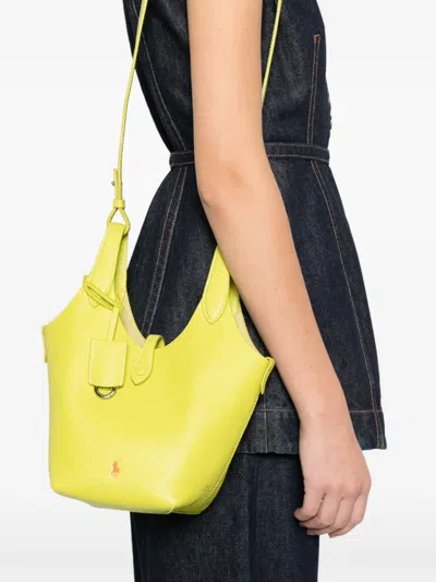 Polo Ralph Lauren Small Polo Play Leather Cross Body Bag In Yellow