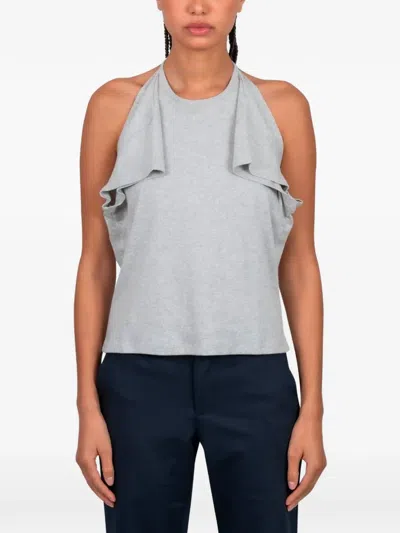 Gimaguas Manna Ruffled Grey Top In Gray