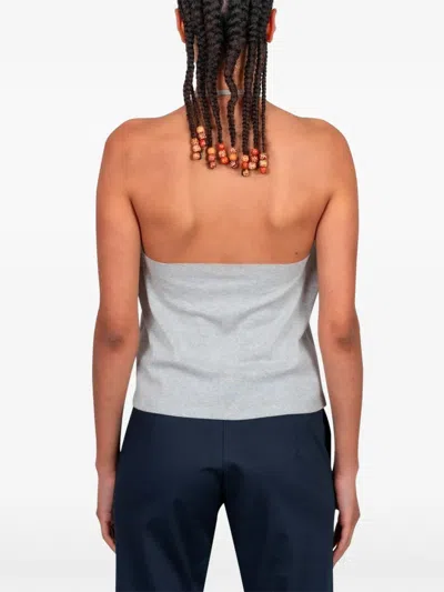 Gimaguas Manna Ruffled Grey Top In Gray