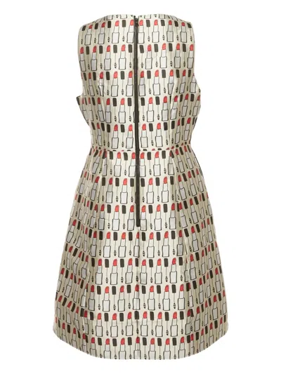 Pre-owned Alice And Olivia Jacquard Lipstick Dress In Neutral