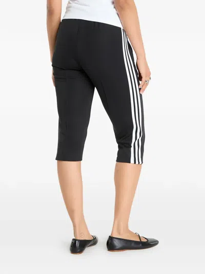 Adidas Originals Side-stripe Capri Track Pants In Black