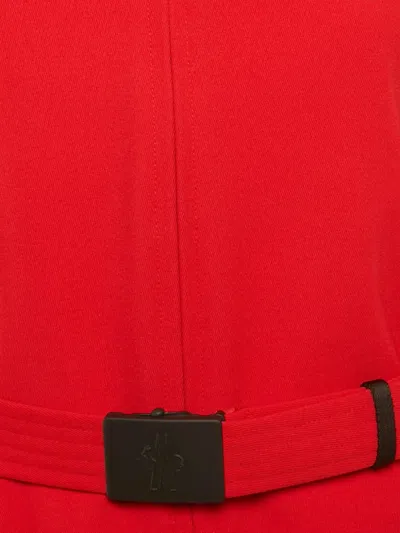 Pre-owned Moncler Detachable-trim Belted Jacket In Red