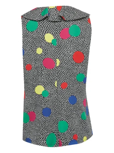 Pre-owned Boutique Moschino Polka-dot Ruffle Blouse In Black