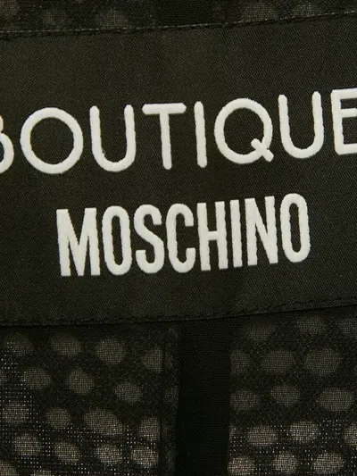 Pre-owned Boutique Moschino Polka-dot Ruffle Blouse In Black