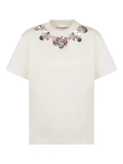 Des_phemmes Bead-embellished Crew-neck T-shirt In Neutral