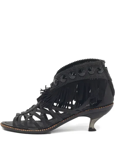 Pre-owned Dior Studded Fringed Sandals In Black