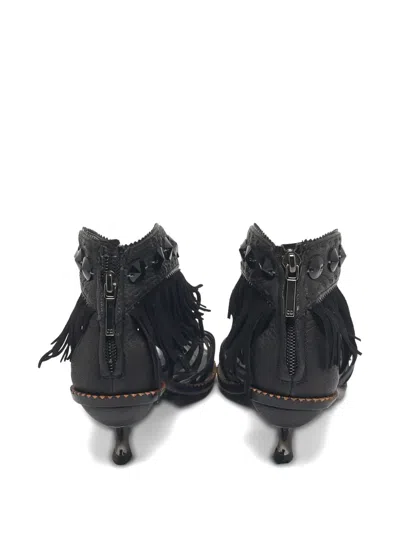 Pre-owned Dior Studded Fringed Sandals In Black