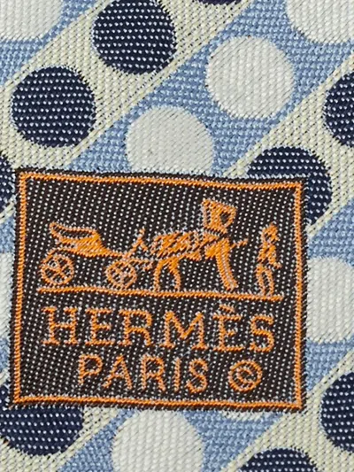 Pre-owned Hermes Jacquard Patterned Tie In Blue