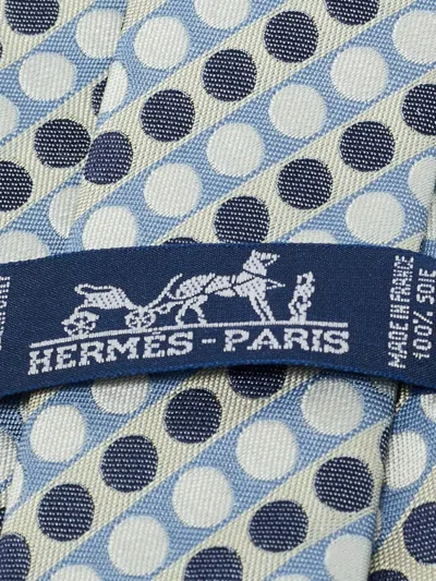 Pre-owned Hermes Jacquard Patterned Tie In Blue