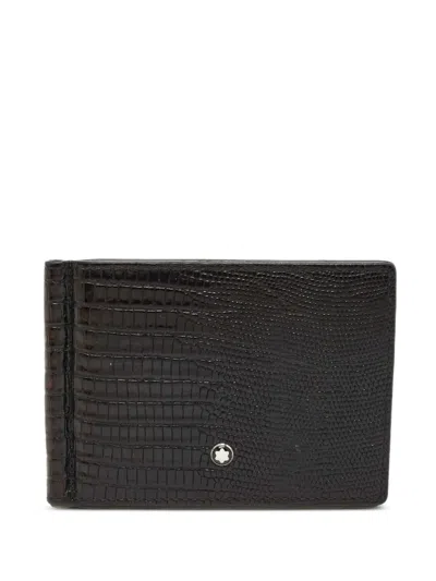 Pre-owned Montblanc Lizard Embossed Leather Money Clip In Black