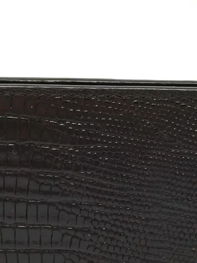 Pre-owned Montblanc Lizard Embossed Leather Money Clip In Black