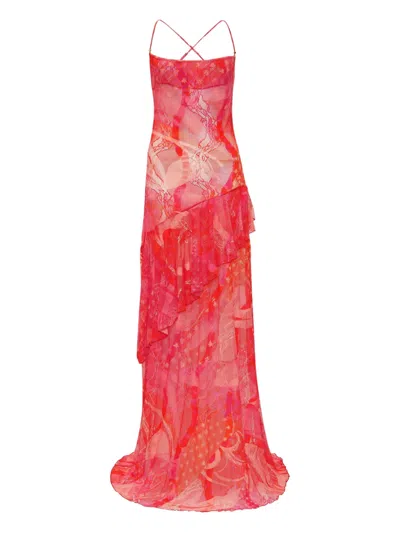 Donde Esteban Toronja Layered Lace Maxi Dress In Orange
