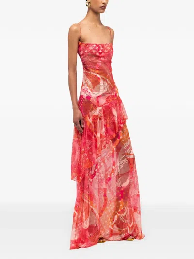 Donde Esteban Toronja Layered Lace Maxi Dress In Orange