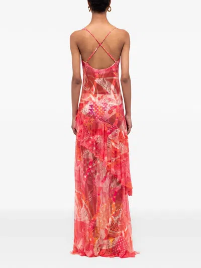 Donde Esteban Toronja Layered Lace Maxi Dress In Orange