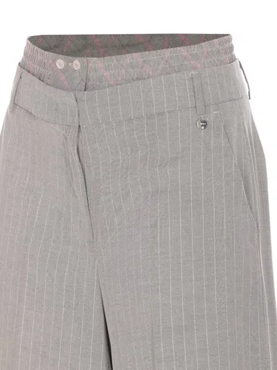 Liu •jo Striped Trousers In Gray
