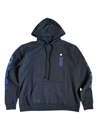 Chrome Hearts Vertical-logo Hoodie In Blue