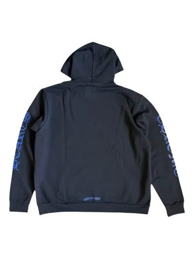 Chrome Hearts Vertical-logo Hoodie In Blue