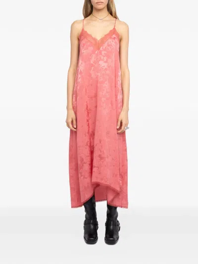 Zadig & Voltaire Horses Lace Midi Dress In Pink